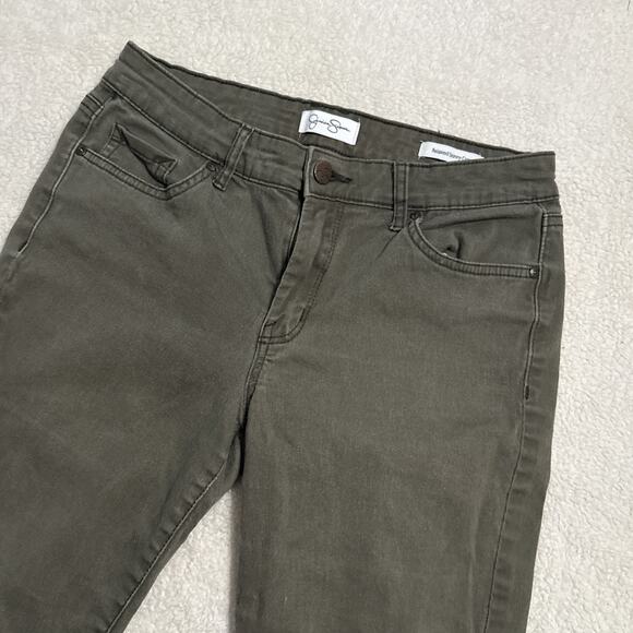 Jessica Simpson Skinny Crop Womens Size 4/27 Olive Green Denim Mid Rise Jeans - Picture 1 of 6